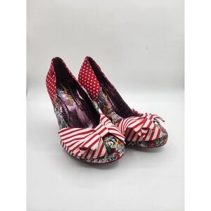 Irregular Choice Heels US 9 EUR 40 Red Polka Dot Floral Bow Party‎ Shoes